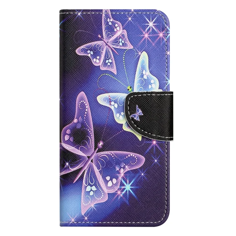 For Samsung Galaxy A37 5G / A36 5G Case Pattern Printing Cross Texture Phone Leather Cover - Sparkling Butterfly