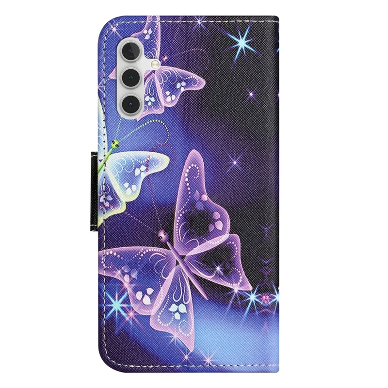 For Samsung Galaxy A37 5G / A36 5G Case Pattern Printing Cross Texture Phone Leather Cover - Sparkling Butterfly