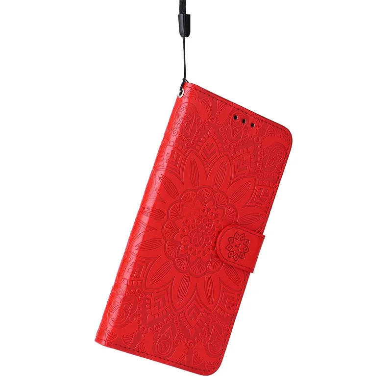 For Xiaomi Redmi Turbo 4 5G / Poco X7 Pro 5G Case Sunflower Imprint Leather Wallet Phone Cover - Red