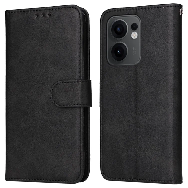 For Oppo Reno13 F 5G Case Wallet PU Leather Folio Flip Phone Cover - Black
