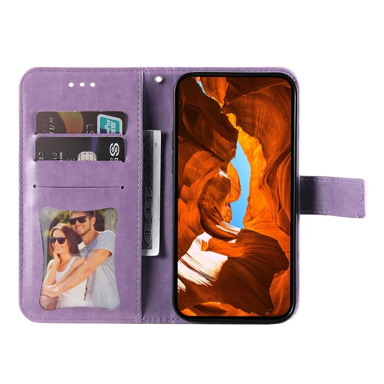 For Xiaomi Poco X7 Pro 5G / Redmi Turbo 4 5G Case Floral Pattern PU Leather Wallet Stand Phone Cover - Purple