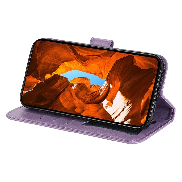 For Xiaomi Poco X7 Pro 5G / Redmi Turbo 4 5G Case Floral Pattern PU Leather Wallet Stand Phone Cover - Purple
