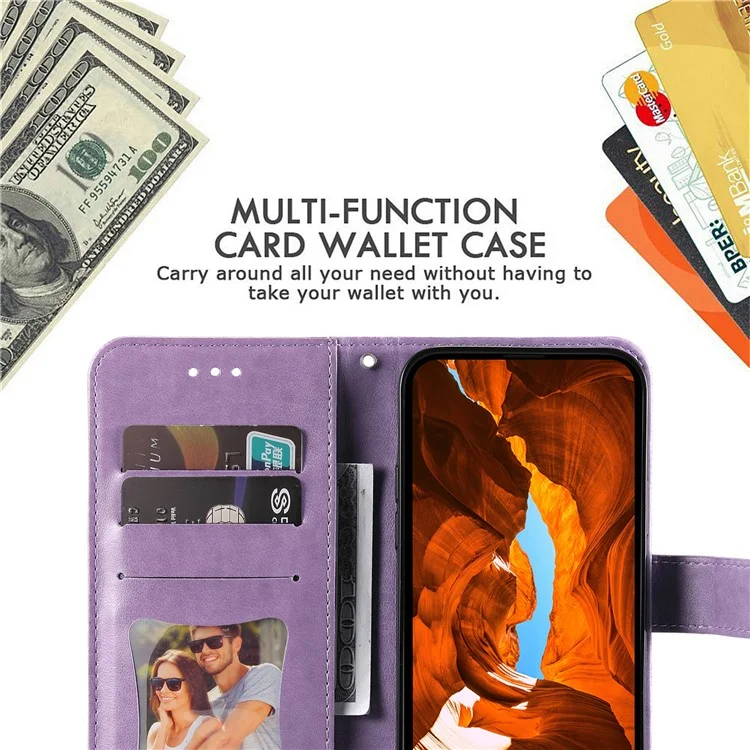 For Xiaomi Poco X7 Pro 5G / Redmi Turbo 4 5G Case Floral Pattern PU Leather Wallet Stand Phone Cover - Purple