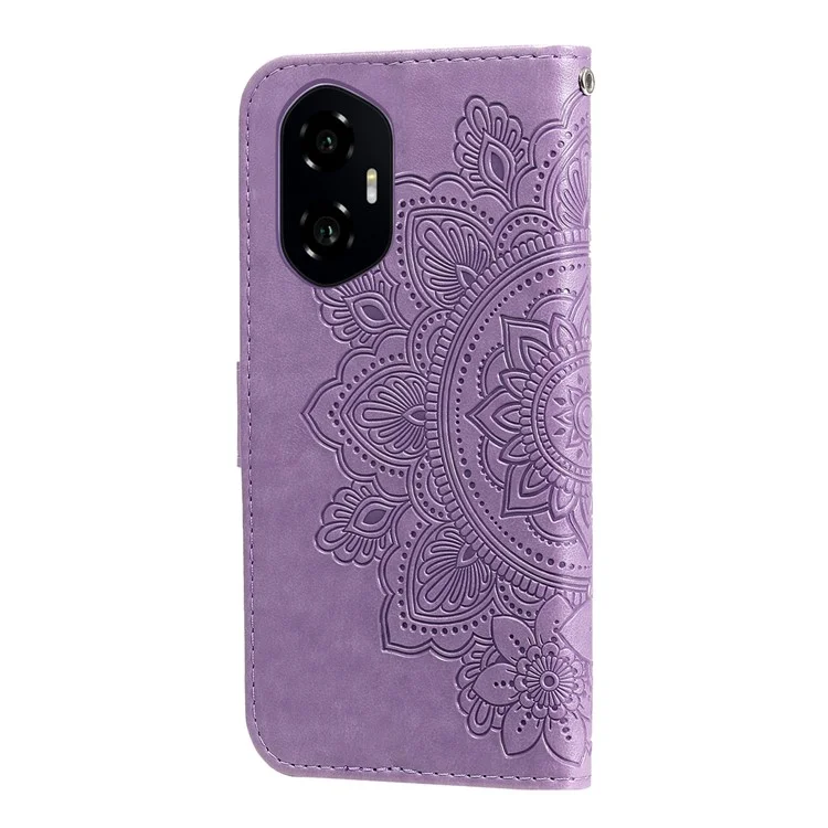 Étui For Honor 300 en Cuir PU Portefeuille avec Motif Floral et Support de Visualisation - Violet