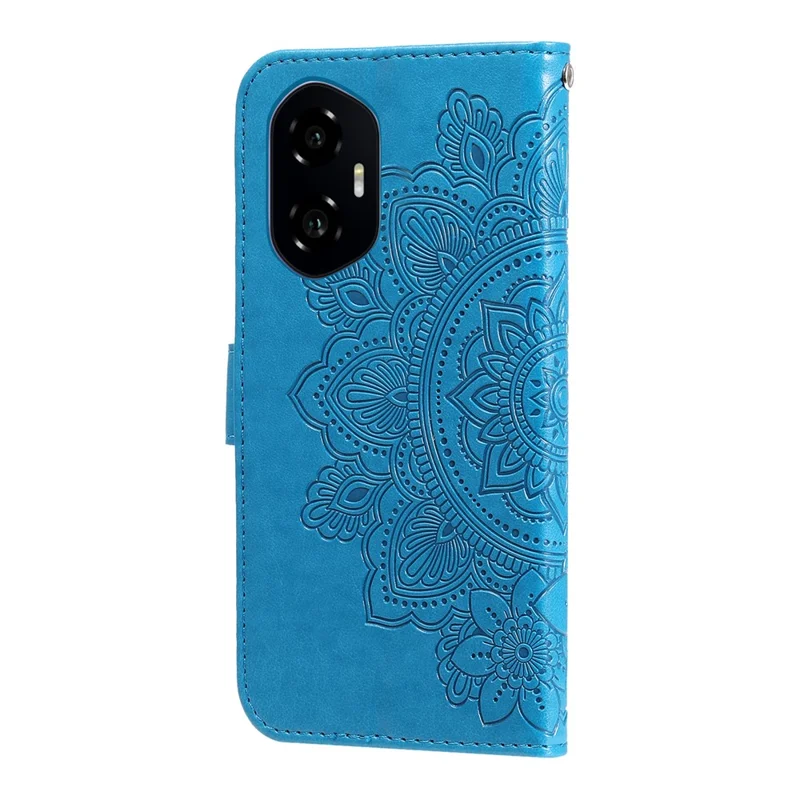 For Honor 300 Case Floral Pattern PU Leather Wallet Stand Phone Cover - Blue