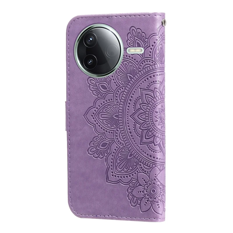 Til Xiaomi Poco F7 Pro 5G / Redmi K80 5G Etui med blomstermønster i PU-læder med wallet og stand - Lilla