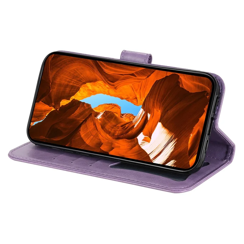 Til Xiaomi Poco F7 Pro 5G / Redmi K80 5G Etui med blomstermønster i PU-læder med wallet og stand - Lilla