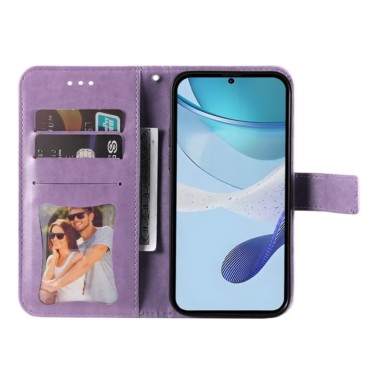Pour Realme C75 / 14x 5G Étui Portefeuille en Cuir PU Floral Housse de Téléphone Support Vue - Violet