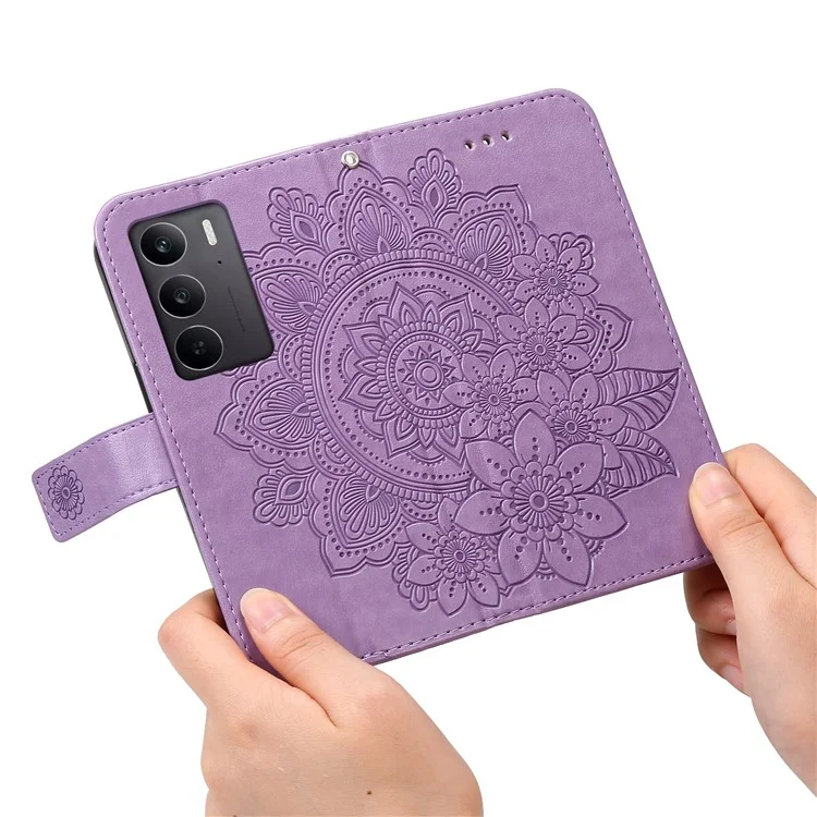 Pour Realme C75 / 14x 5G Étui Portefeuille en Cuir PU Floral Housse de Téléphone Support Vue - Violet