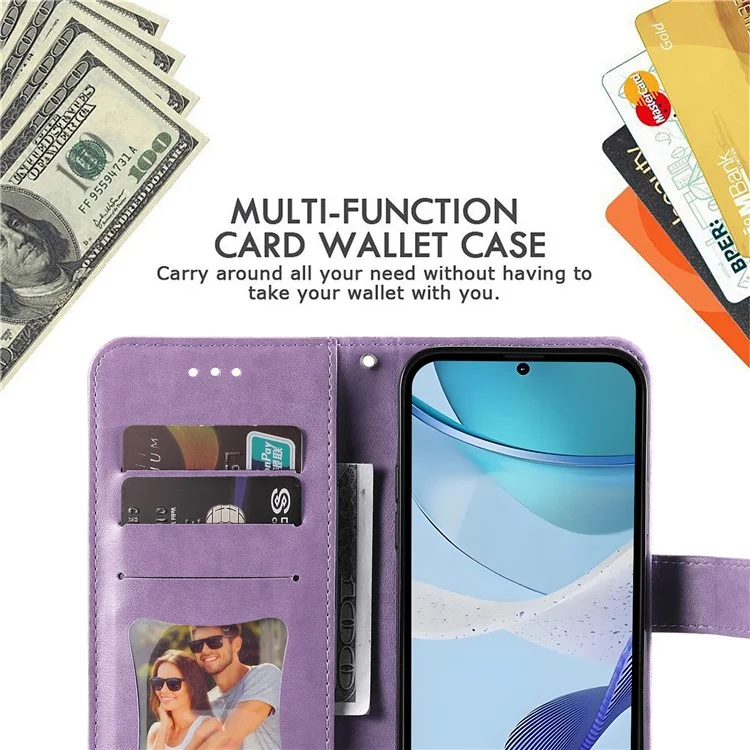 Pour Realme C75 / 14x 5G Étui Portefeuille en Cuir PU Floral Housse de Téléphone Support Vue - Violet