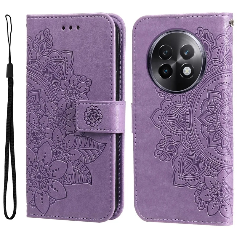 For Realme 13+ 5G / 13 Pro 5G (China) Case Floral Pattern PU Leather Wallet Stand Phone Cover - Purple