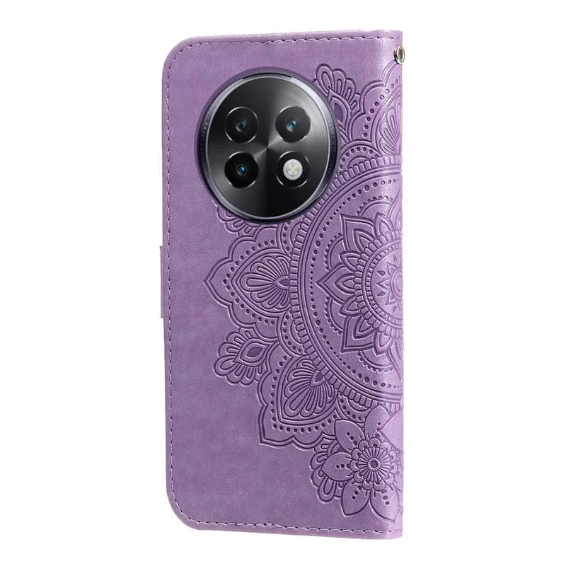 For Realme 13+ 5G / 13 Pro 5G (China) Case Floral Pattern PU Leather Wallet Stand Phone Cover - Purple