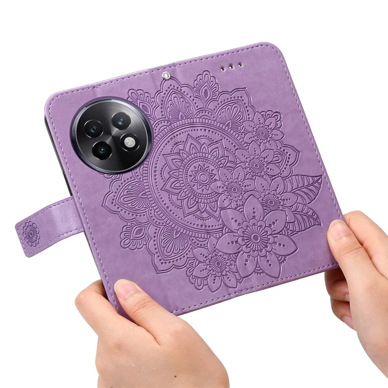 For Realme 13+ 5G / 13 Pro 5G (China) Case Floral Pattern PU Leather Wallet Stand Phone Cover - Purple