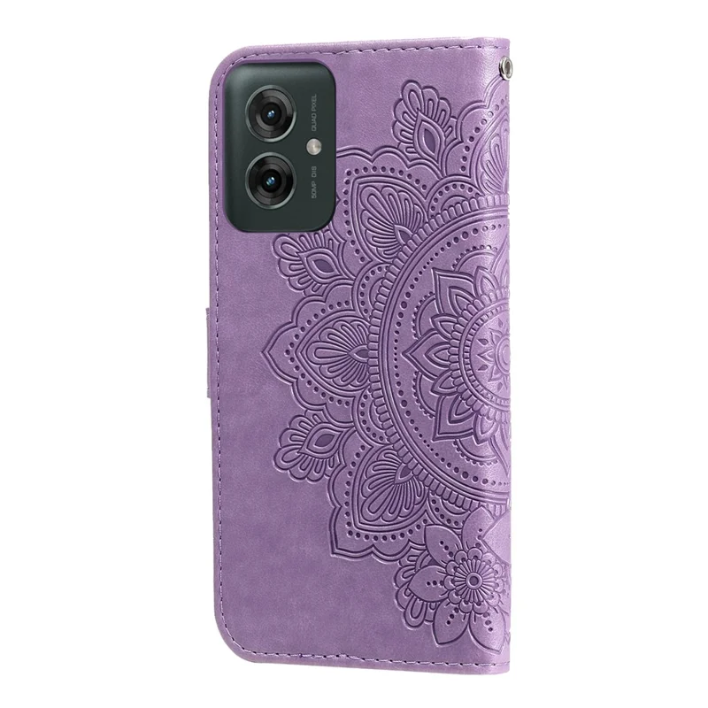 For Motorola Moto G55 5G Case Floral Pattern PU Leather Wallet Stand Phone Cover - Purple
