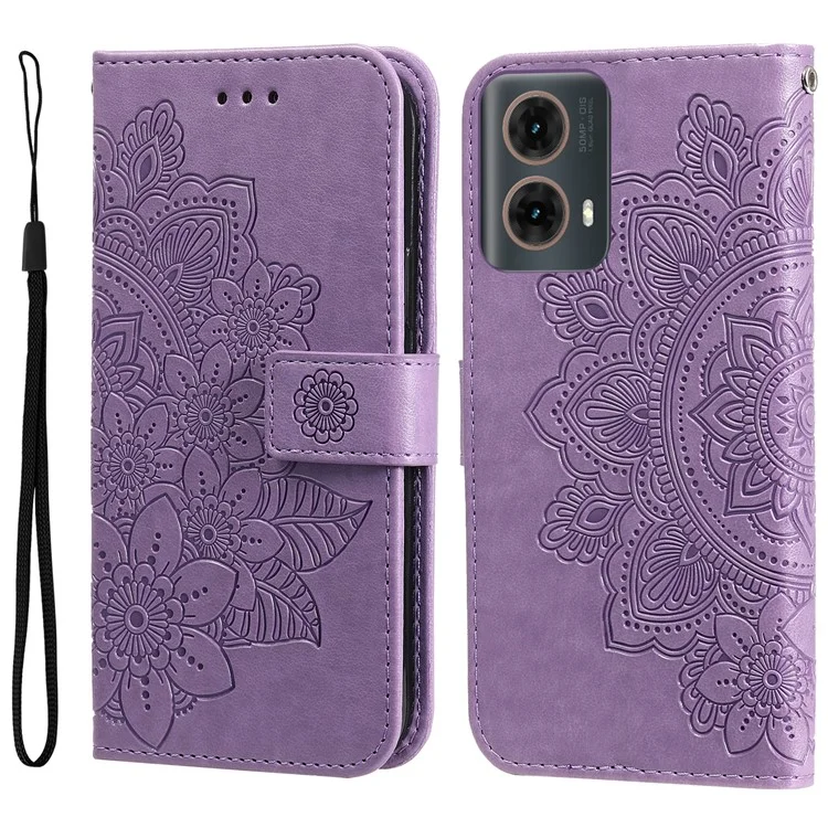 Cover a portafoglio in pelle PU per Motorola Moto G85 5G / S50 Neo 5G - Floreale Viola