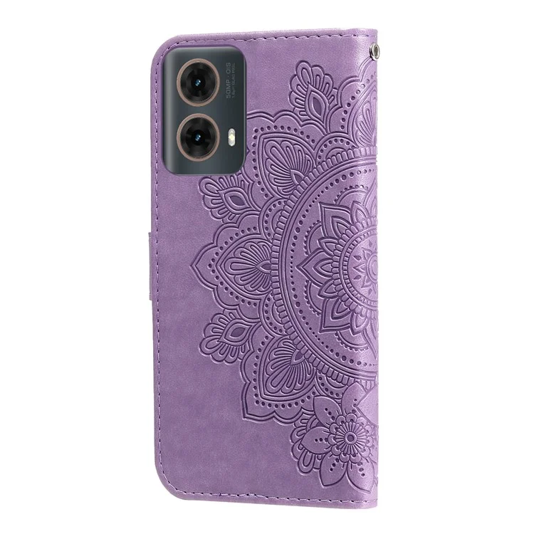 Cover a portafoglio in pelle PU per Motorola Moto G85 5G / S50 Neo 5G - Floreale Viola
