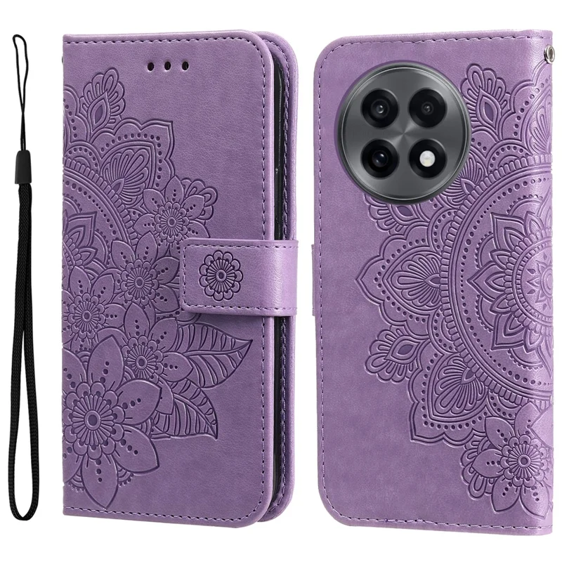 Case for OnePlus 13R 5G / Ace 5 Pro 5G / Ace 5 5G Floral Pattern PU Leather Wallet Stand Phone Cover - Purple