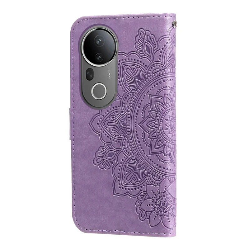For vivo S20 Pro 5G Case Floral Pattern PU Leather Wallet Stand Phone Cover - Purple