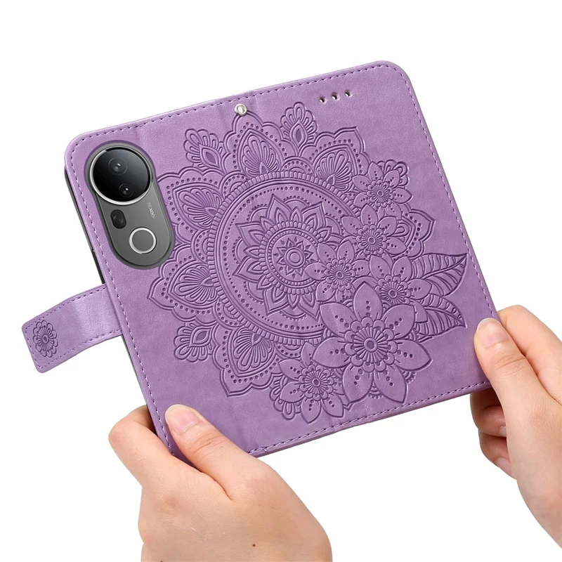 For vivo S20 Pro 5G Case Floral Pattern PU Leather Wallet Stand Phone Cover - Purple
