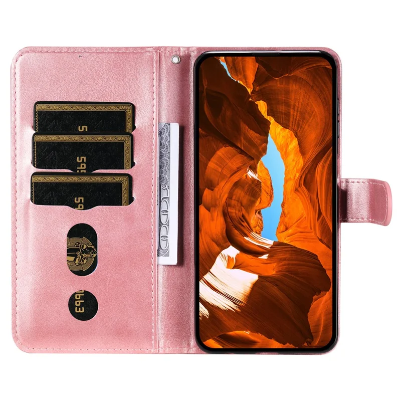 For Honor 300 Hülle Brieftasche mit Reißverschluss, Kalbleder-Optik, PU-Leder Handyhülle - Rosa