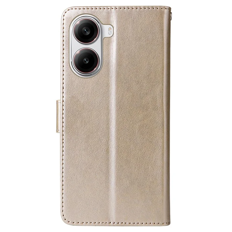 For Xiaomi Redmi Turbo 4 5G / Poco X7 Pro 5G Leather Case Butterfly Floral Imprint Wallet Stand Cover - Gold