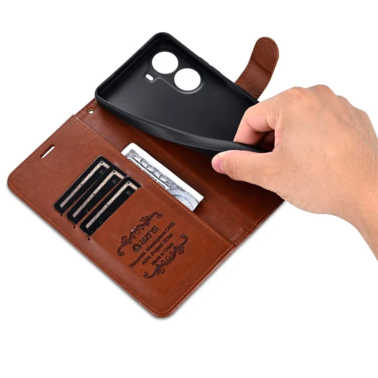 AZNS For Xiaomi Redmi Turbo 4 5G  /  Poco X7 Pro 5G Case Anti-Scratch PU Leather Stand Wallet Phone Cover - Brown
