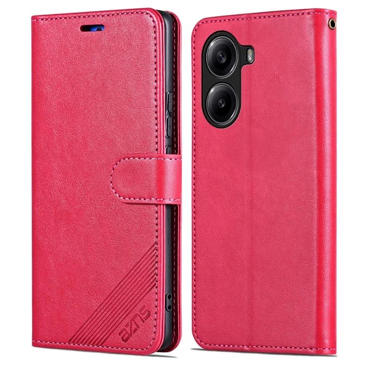 AZNS For Xiaomi Redmi Turbo 4 5G  /  Poco X7 Pro 5G Case Anti-Scratch PU Leather Stand Wallet Phone Cover - Red