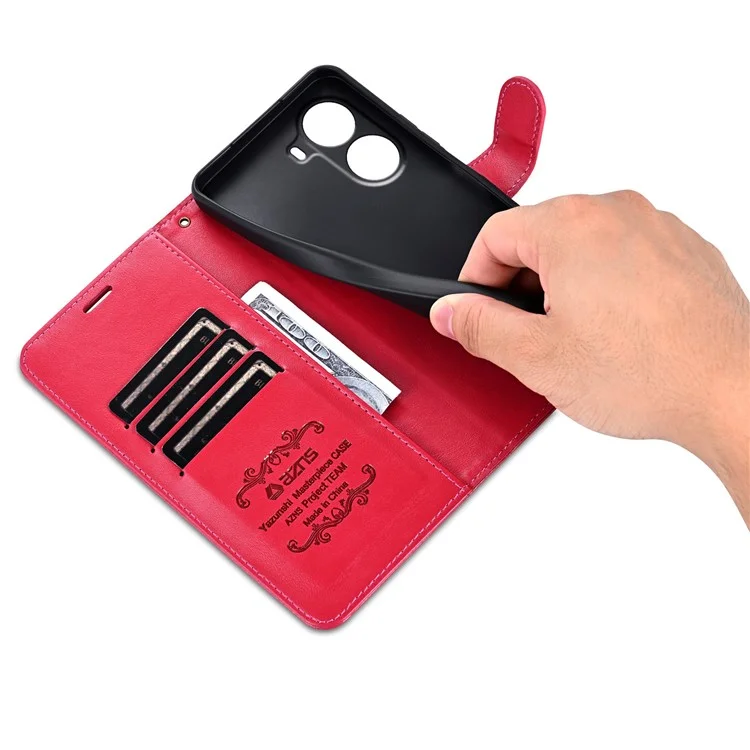 AZNS For Xiaomi Redmi Turbo 4 5G  /  Poco X7 Pro 5G Case Anti-Scratch PU Leather Stand Wallet Phone Cover - Red