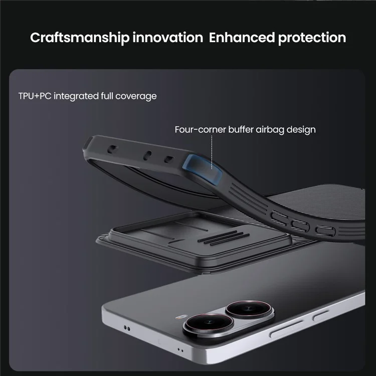 Funda NILLKIN Camshield Pro para Xiaomi Redmi Turbo 4 5G Compatible con MagSafe TPU + PC con Tapa Deslizante para Cámara