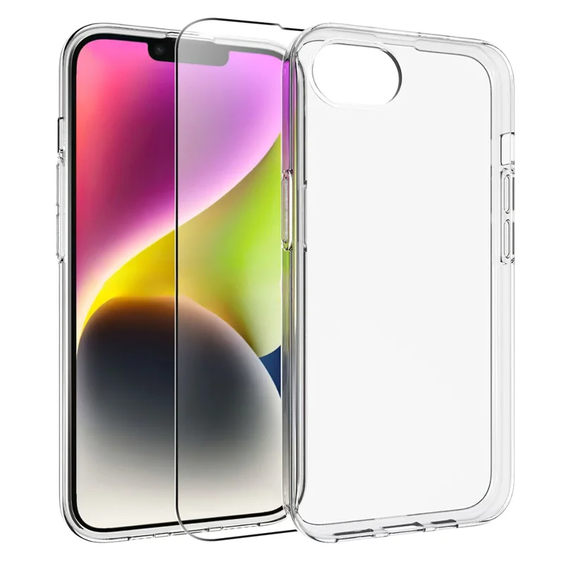 For iPhone 16e Clear TPU Anti-Scratch Phone Case + 2.5D Arc Edge Screen Protector