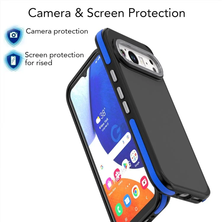Чехол для Google Pixel 9 Pro XL, Скин с сенсорным ПК + TPU, Противоударный, Задняя крышка телефона - Синий