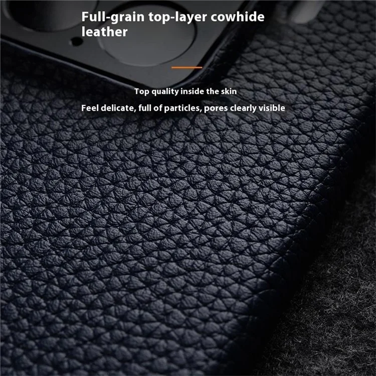MELKCO Pour Xiaomi 15 Étui magnétique Véritable cuir de vache + Coque arrière en PC - Orange