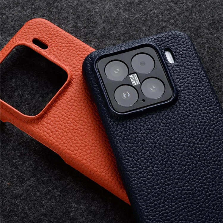 MELKCO Pour Xiaomi 15 Étui magnétique Véritable cuir de vache + Coque arrière en PC - Orange