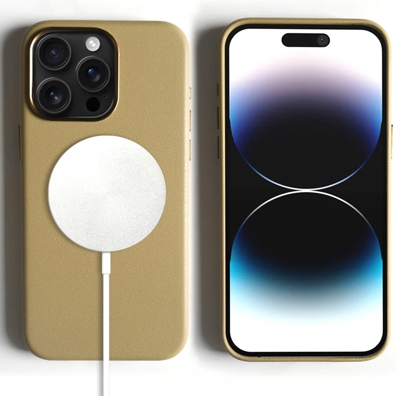 For iPhone 14 Pro Magnetic Case Eco-Friendly RPET Phone Back Cover GRS Certified - Khaki