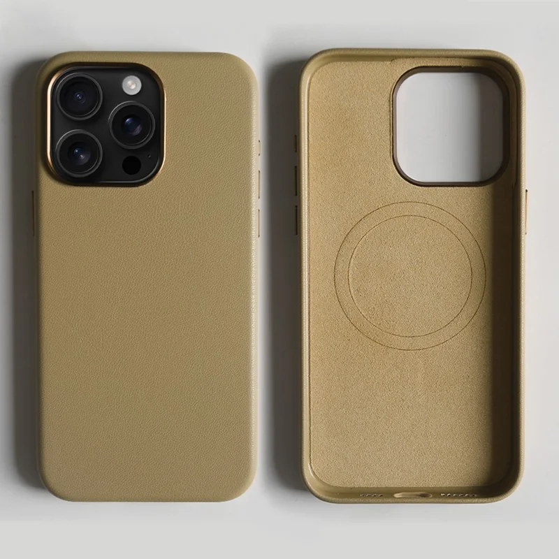 For iPhone 14 Pro Magnetic Case Eco-Friendly RPET Phone Back Cover GRS Certified - Khaki