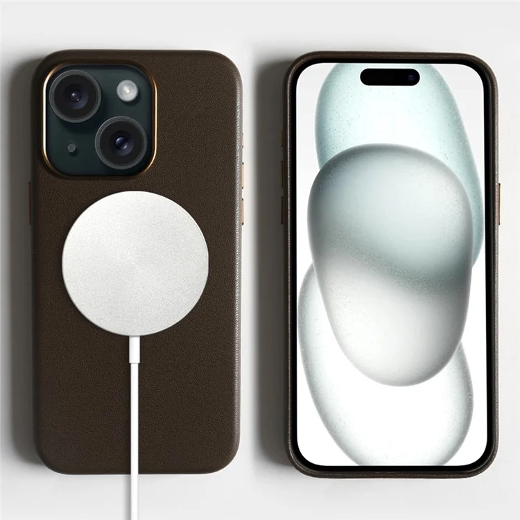 Capa Magnética para iPhone 15 Ecológica RPET Capa Traseira de Telefone Certificada GRS - Marrom Escuro