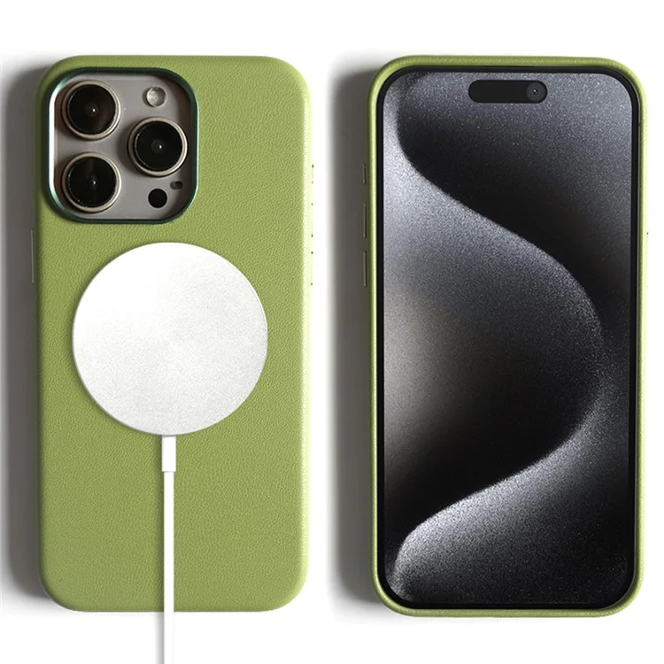 Capa Magnética Ecológica para iPhone 15 Pro em Couro RPET Certificado GRS - Verde Claro