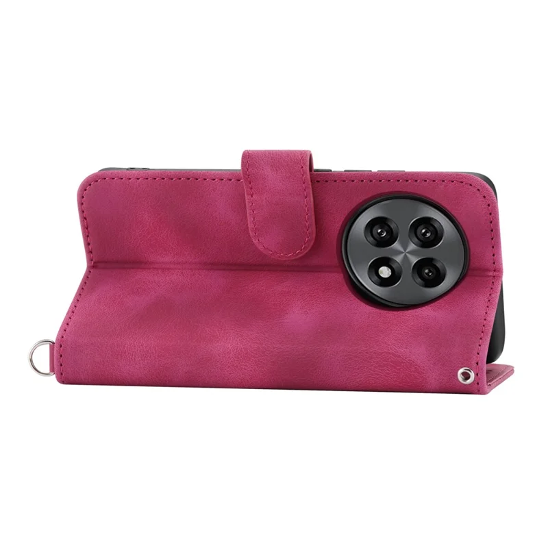 Cover a portafoglio per OnePlus 13R 5G con motivo floreale in pelle PU e cinturino - Rosso vino