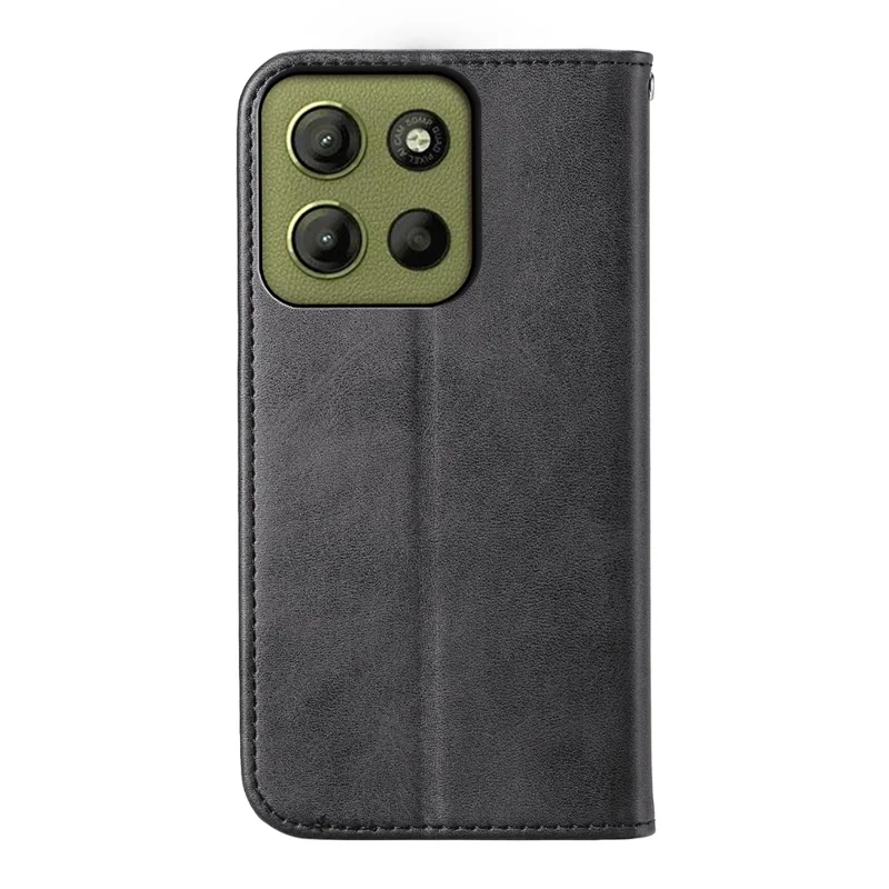 For Motorola Moto G15 4G Case Calf Texture PU Leather Phone Cover with Wallet - Black