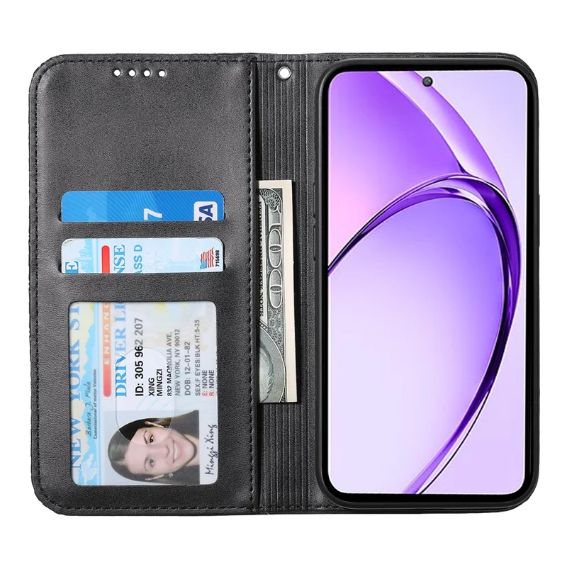 Til Oppo Reno13 5G (Global) Taske med Kalvlæder-PU-lædertaske med wallet - Sort