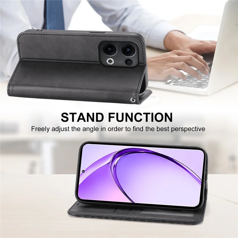 For Oppo Reno13 Pro 5G Case Calf Texture PU Leather Phone Cover with Wallet - Black