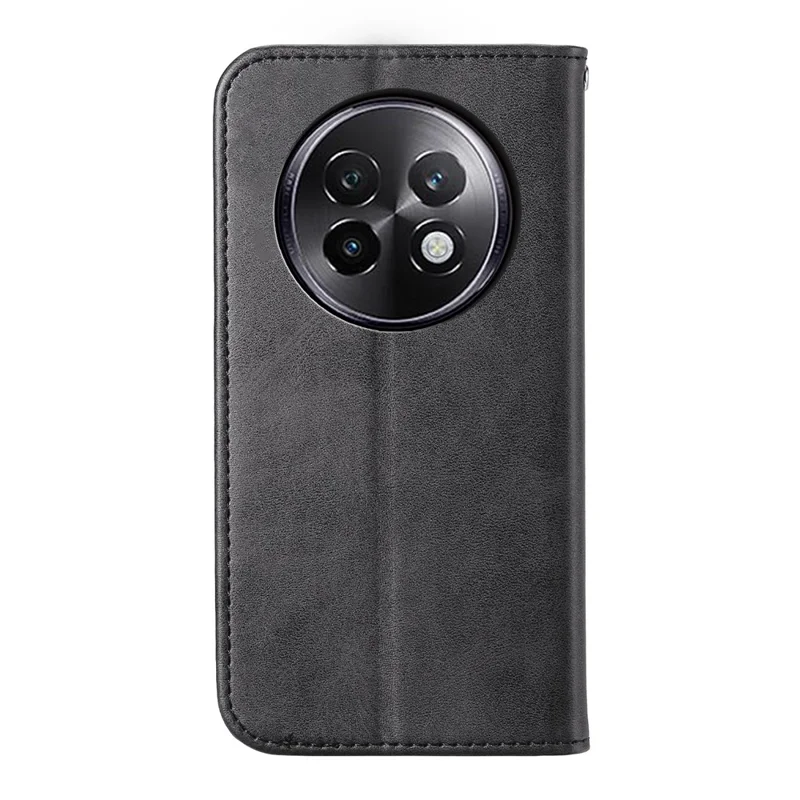 Funda para Realme 13+ 5G de Cuero PU con Textura de Ternero y Cartera - Negro