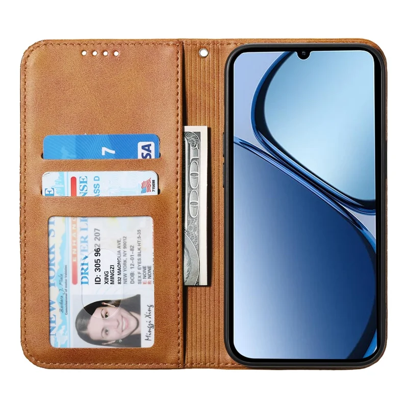 For Realme 13+ 5G Case Calf Texture PU Leather Phone Cover with Wallet - Yellow