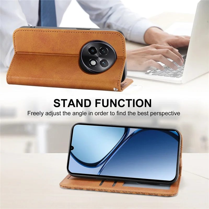 For Realme 13+ 5G Case Calf Texture PU Leather Phone Cover with Wallet - Yellow