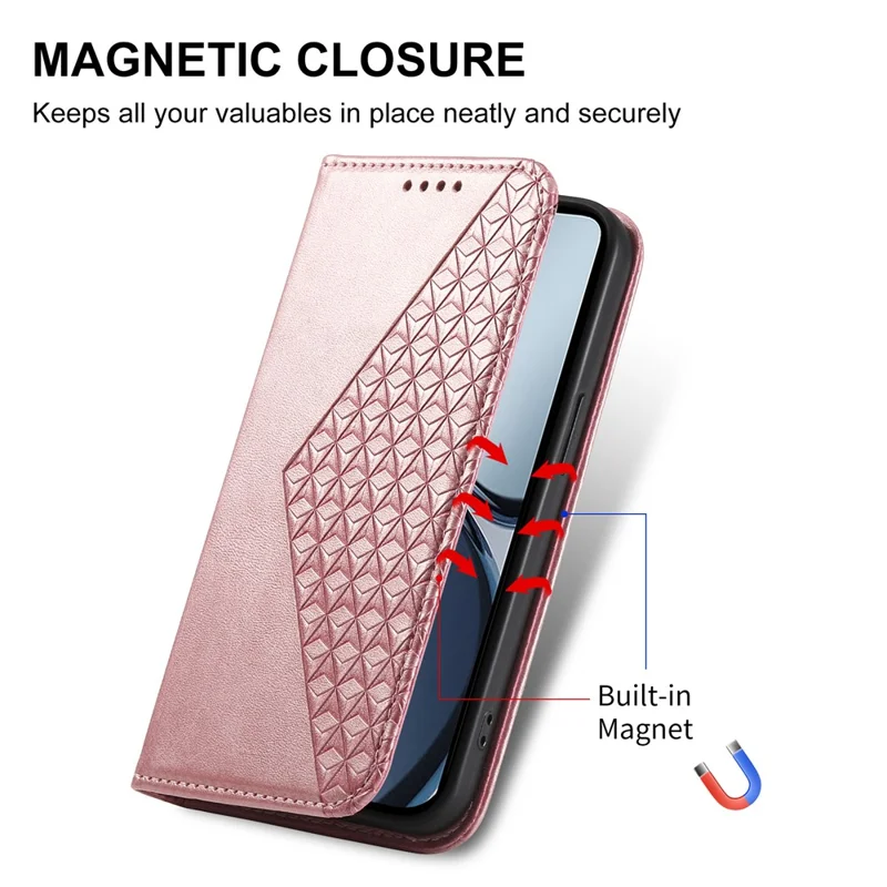 For Realme C75 4G / V60 Pro 5G Case Calf Texture PU Leather Phone Cover with Wallet - Rose Gold
