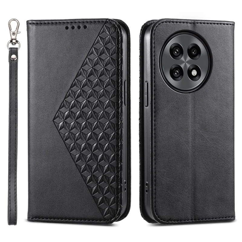 Til OnePlus 13R 5G Task Calfestructur PU-lædertask med wallet - Sort