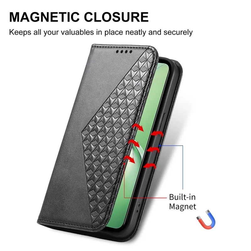 Til OnePlus 13R 5G Task Calfestructur PU-lædertask med wallet - Sort