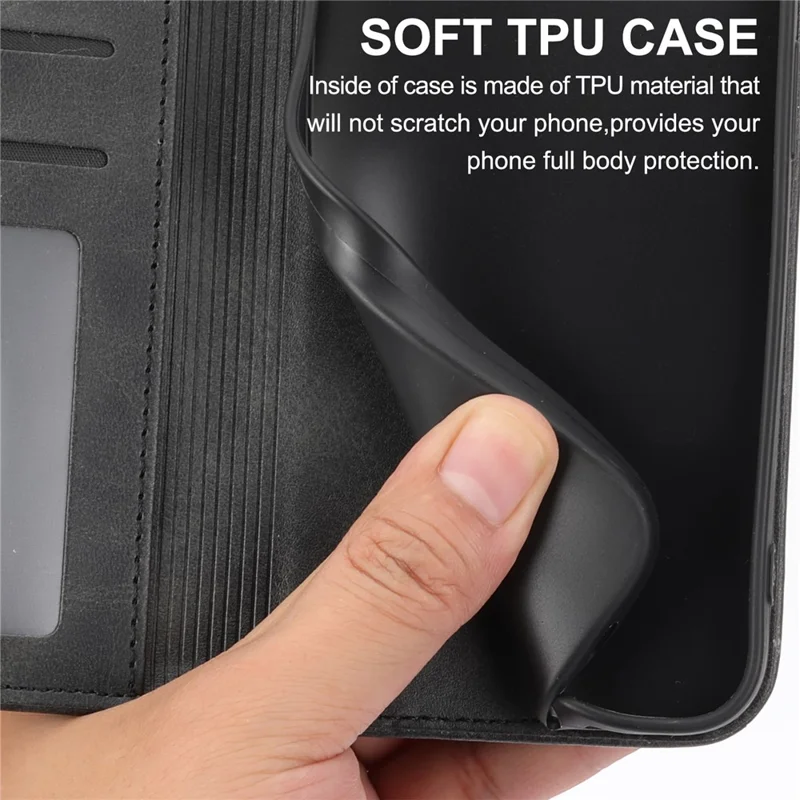 Til OnePlus 13R 5G Task Calfestructur PU-lædertask med wallet - Sort