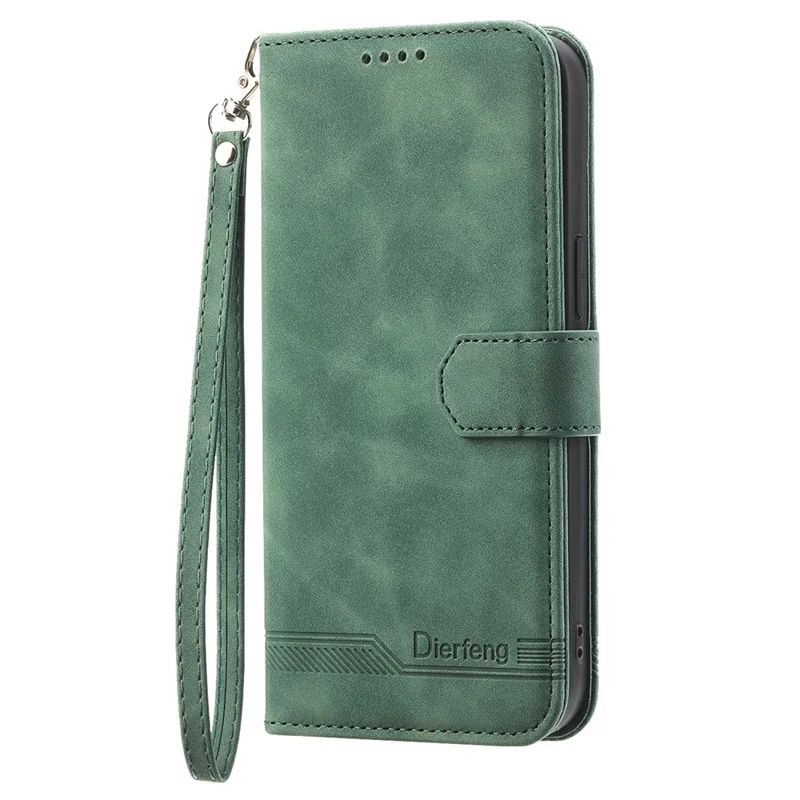 DIERFENG DF-03 Per Oppo Reno13 5G (Globale) Cover a Portafoglio in Pelle con Linee Impresse - Verde