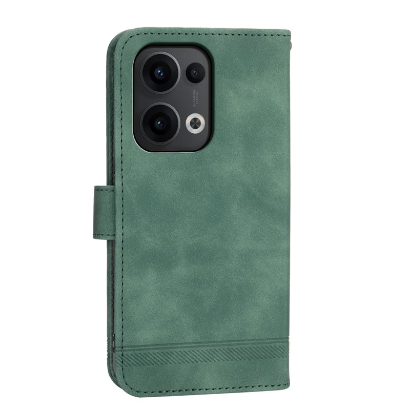 DIERFENG DF-03 Per Oppo Reno13 5G (Globale) Cover a Portafoglio in Pelle con Linee Impresse - Verde